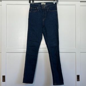 Madewell 10” High Rise Dark Wash Skinny Jeans. Size 25.